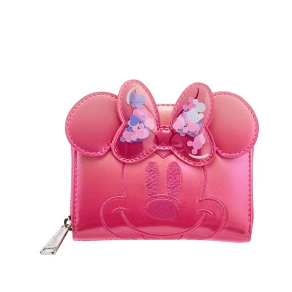 Loungefly Disney Minnie Mouse Pink Confetti Zip Wallet- NWT - Picture 1 of 4